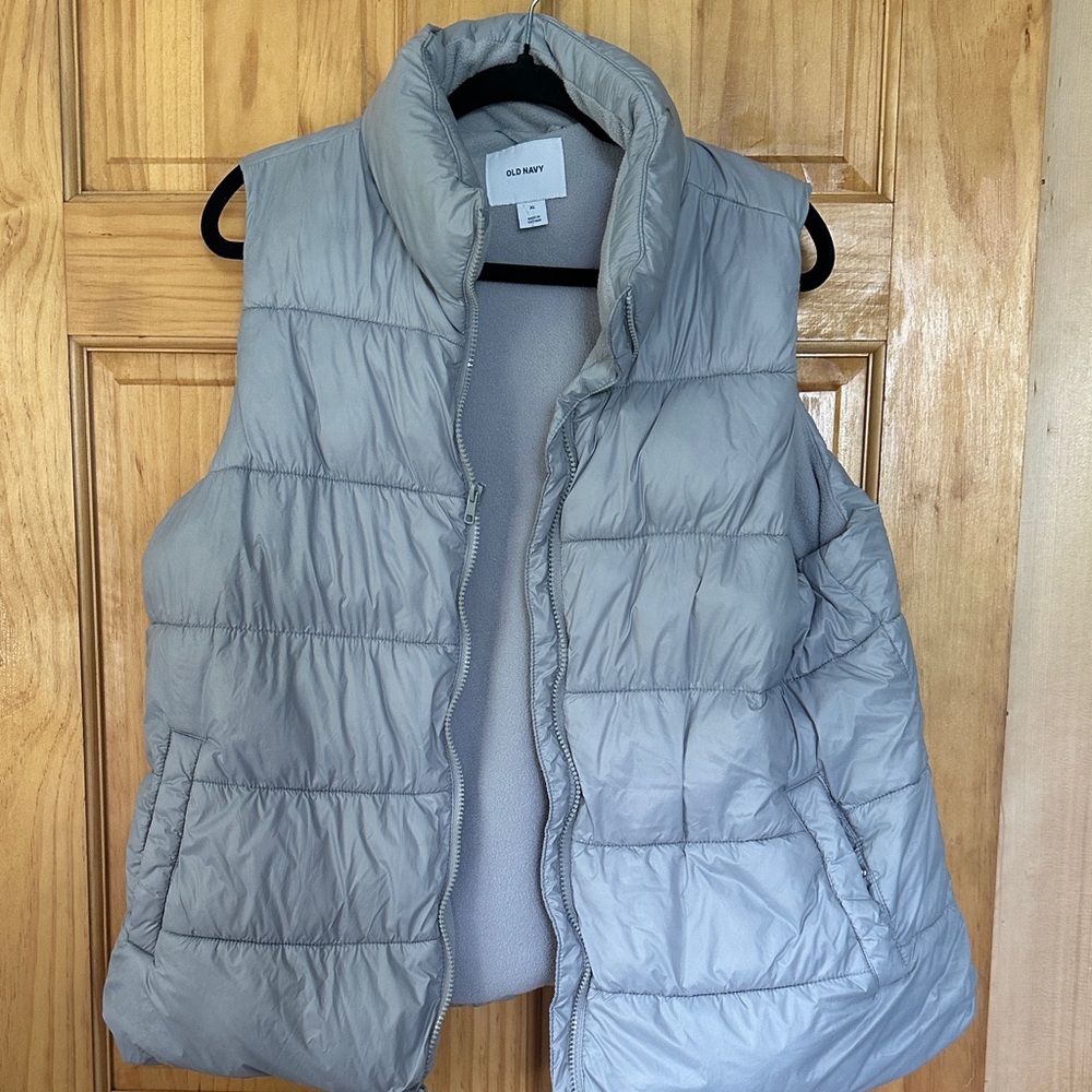 Old Navy Light Gray Puffer Vest